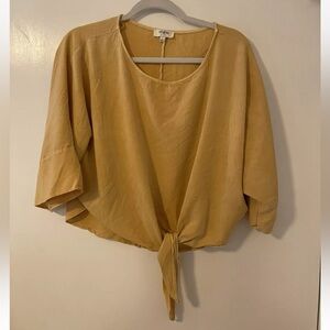 UMGEE Boutique  Size L Yellow Long Sleeve Waist Tie Shirt Top